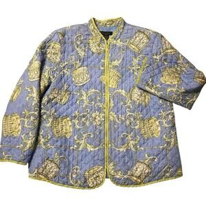 Y2K Silkland Quilted Silk Coastal Grandma Old Money Pastel Luxury Jacket 1X